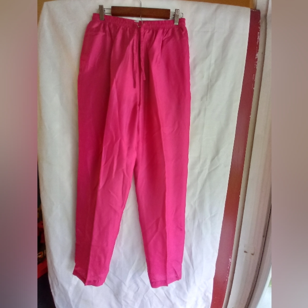 100% silk pink pants with drawstring waist.